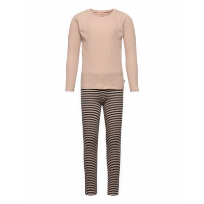 Set Top Leggings Rib Y D Pyjamas Set Beige Lindex
