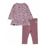 Set Tunic Leggings Flowers Sets Sets With Long-sleeved T-shirt Rosa Lindex