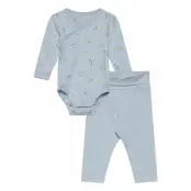 Set Wrap Body Leggings Nb *Villkorat Erbjudande Sets Sets With Body Blå Lindex