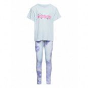 Short Sleeeve Tee & Floral Printed Legging Set Sport Sets With Short-sleeved T-shirt Blue Converse