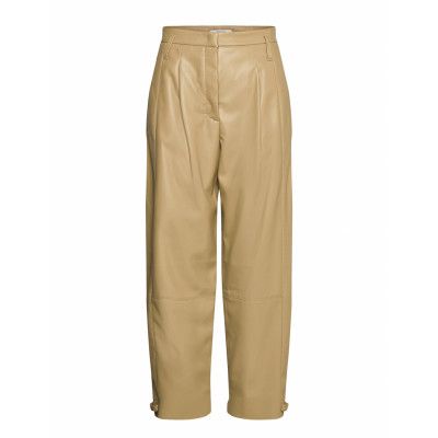 Sleek Performance Pants Trousers Leather Leggings/Byxor Beige Dorothee Schumacher