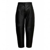 Slfagnes Mw Cropped Leather Pant B Leather Leggings/Byxor Svart Selected Femme