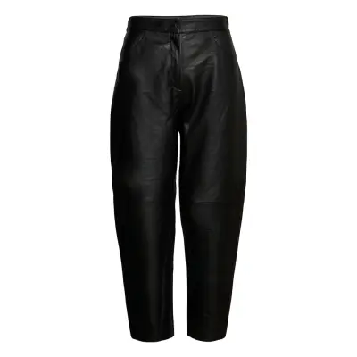 Slfagnes Mw Cropped Leather Pant B Leather Leggings/Byxor Svart Selected Femme
