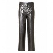 Selected Femme Slfcora Mw Leather Pant Silver