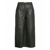 Slfesther Mw Cropped Leather Pant W Leather Leggings/Byxor Grön Selected Femme