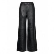 Slffianna Hw Wide Leather Pant Bottoms Trousers Leather Leggings-Byxor Black Selected Femme
