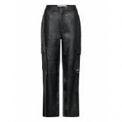 Slfkaisa Hw Leather Pant Bottoms Trousers Leather Leggings-Byxor Black Selected Femme