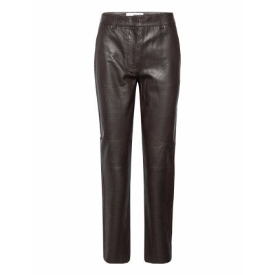 Slfmarie Chino Mw Leather Pants W *Villkorat Erbjudande Trousers Leather Leggings/Byxor Brun Selected Femme