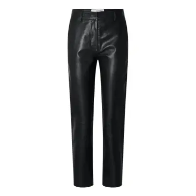 Selected Slfmarie Mw Leather Pants B Noos Svart