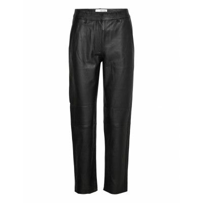 Slfmarie Mw Leather Pants B Noos Bottoms Trousers Leather Leggings-Byxor Svart Selected Femme