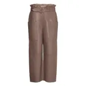 Slfmoon Mw Crop Leather Pants W Leather Leggings/Byxor Brun Selected Femme