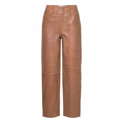 Selected Femme Slfsana-Bynne Hw Straight Leather Pant Brun