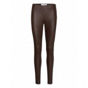 Slfsylvia Mw Stretch Leather Leggin B Trousers Leather Leggings/Byxor Brun Selected Femme