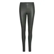 Slfsylvia Mw Stretch Leather Leggin B Trousers Leather Leggings/Byxor Grön Selected Femme