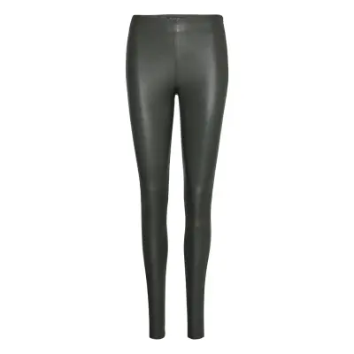 Slfsylvia Mw Stretch Leather Leggin B Trousers Leather Leggings/Byxor Grön Selected Femme