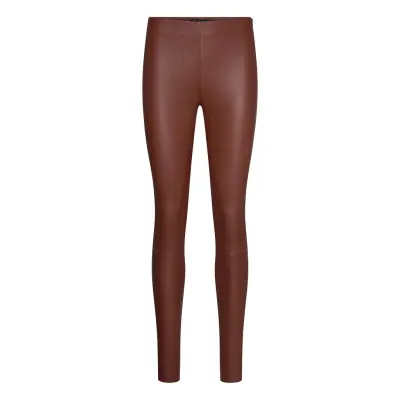 Slfsylvia Mw Stretch Leather Leggin B Trousers Leather Leggings/Byxor Röd Selected Femme