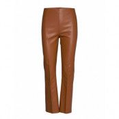 Slkaylee Pu Kickflare Pants Bottoms Trousers Leather Leggings-Byxor Brown Soaked In Luxury