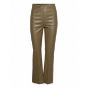Slkaylee Pu Kickflare Pants Bottoms Trousers Leather Leggings-Byxor Khaki Green Soaked In Luxury