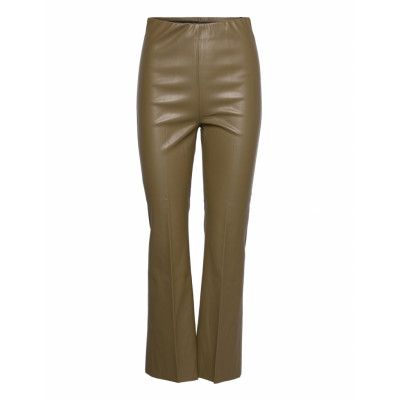 Soaked In Luxury Slkaylee Pu Kickflare Pants Khaki Green