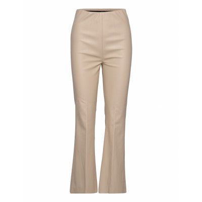 Slkaylee Pu Kickflare Pants Trousers Leather Leggings/Byxor Beige Soaked In Luxury
