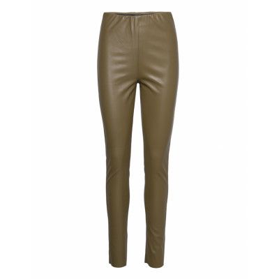Slkaylee Pu Leggings Bottoms Trousers Leather Leggings-Byxor Green Soaked In Luxury