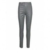 Slkaylee Pu Leggings Bottoms Trousers Leather Leggings-Byxor Grey Soaked In Luxury