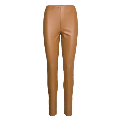 Slkaylee Pu Leggings *Villkorat Erbjudande Trousers Leather Leggings/Byxor Brun Soaked In Luxury