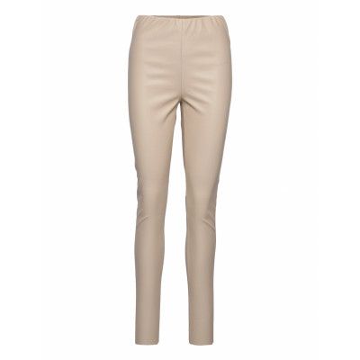 Slkaylee Pu Leggings Trousers Leather Leggings/Byxor Beige Soaked In Luxury
