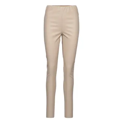 Slkaylee Pu Leggings Trousers Leather Leggings/Byxor Beige Soaked In Luxury