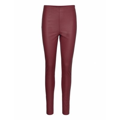 Slkaylee Pu Leggings Bottoms Trousers Leather Leggings-Byxor Burgundy Soaked In Luxury