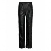 Slkaylee Straight Pants Bottoms Trousers Leather Leggings-Byxor Black Soaked In Luxury