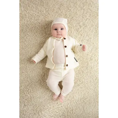 Smallstuff Legging, Denim Melange Drop Needle, Merino Wool - Cream - 74