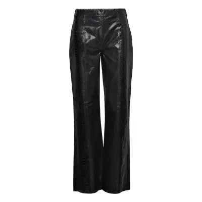Snake Leather Pirla Pants Bottoms Trousers Leather Leggings-Byxor Black Mads Nørgaard