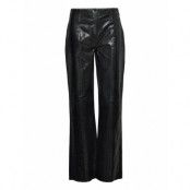 Snake Leather Pirla Pants Bottoms Trousers Leather Leggings-Byxor Svart Mads Nørgaard