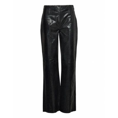 Snake Leather Pirla Pants Bottoms Trousers Leather Leggings-Byxor Svart Mads Nørgaard