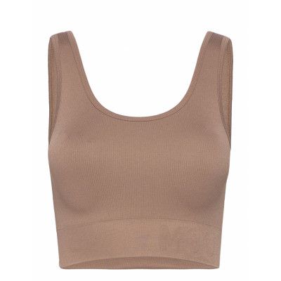 Soft Rib Seamless Crop Top *Villkorat Erbjudande Lingerie Bras & Tops Sports Bras - ALL Beige Moonchild Yoga Wear