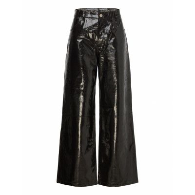 Stella Nova Leather Pants With Jeans Look Svart