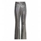 Striped Leather Pants Bottoms Trousers Leather Leggings-Byxor Silver REMAIN Birger Christensen