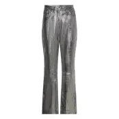 REMAIN Birger Christensen Striped Leather Pants Silver