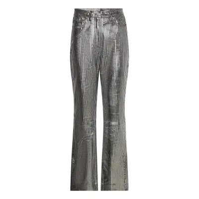 REMAIN Birger Christensen Striped Leather Pants Silver