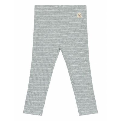 Mango Stripped Cotton Leggings Blå