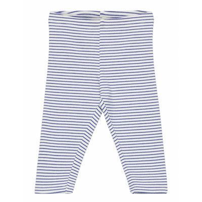 Stripped Cotton Leggings Bottoms Leggings Blue Mango