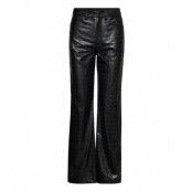 Studded Pu Straight Pants Bottoms Trousers Leather Leggings-Byxor Svart ROTATE Birger Christensen