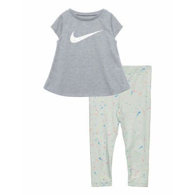 Swoosh Pop Ss & Legging Set Sets Sets With Short-sleeved T-shirt Multi/mönstrad Nike