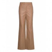Textured Straight Pants Designers Trousers Leather Leggings-Byxor Beige ROTATE Birger Christensen