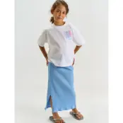 The New Tntove Long Rib Skirt - Blue - 122/128