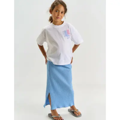 The New Tntove Long Rib Skirt - Blue - 146/152