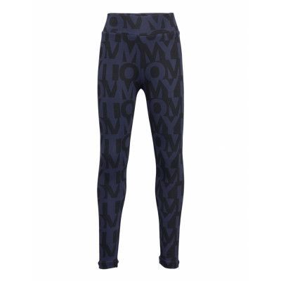 Tommy Aop Legging Bottoms Leggings Navy Tommy Hilfiger