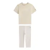Tommy Hilfiger Tee + Rib Leggings Set - Beige - 86