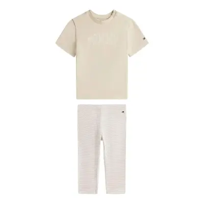 Tommy Hilfiger Tee + Rib Leggings Set - Beige - 86